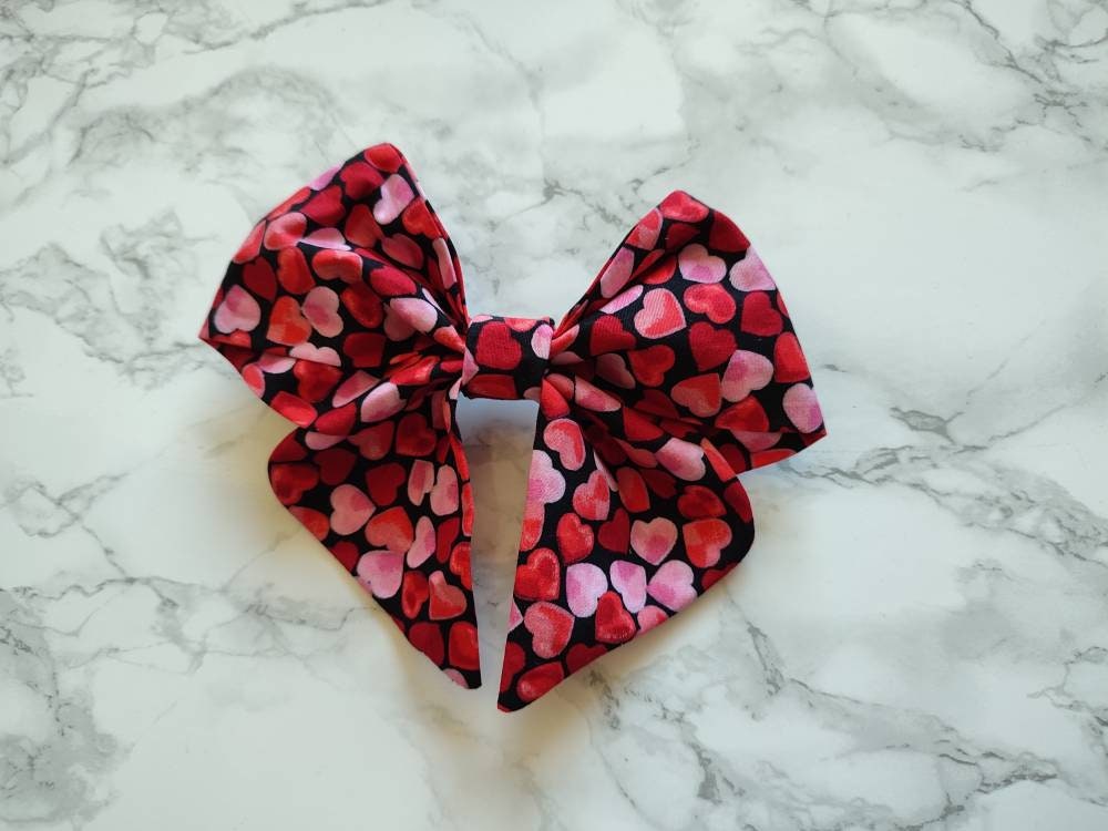 Confetti Hearts Dog bow - valentine's day dog bow