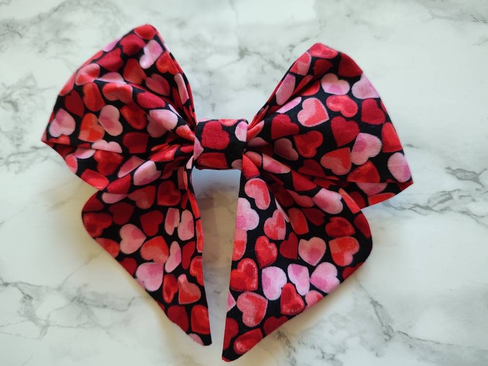 Confetti Hearts Dog bow - valentine's day dog bow