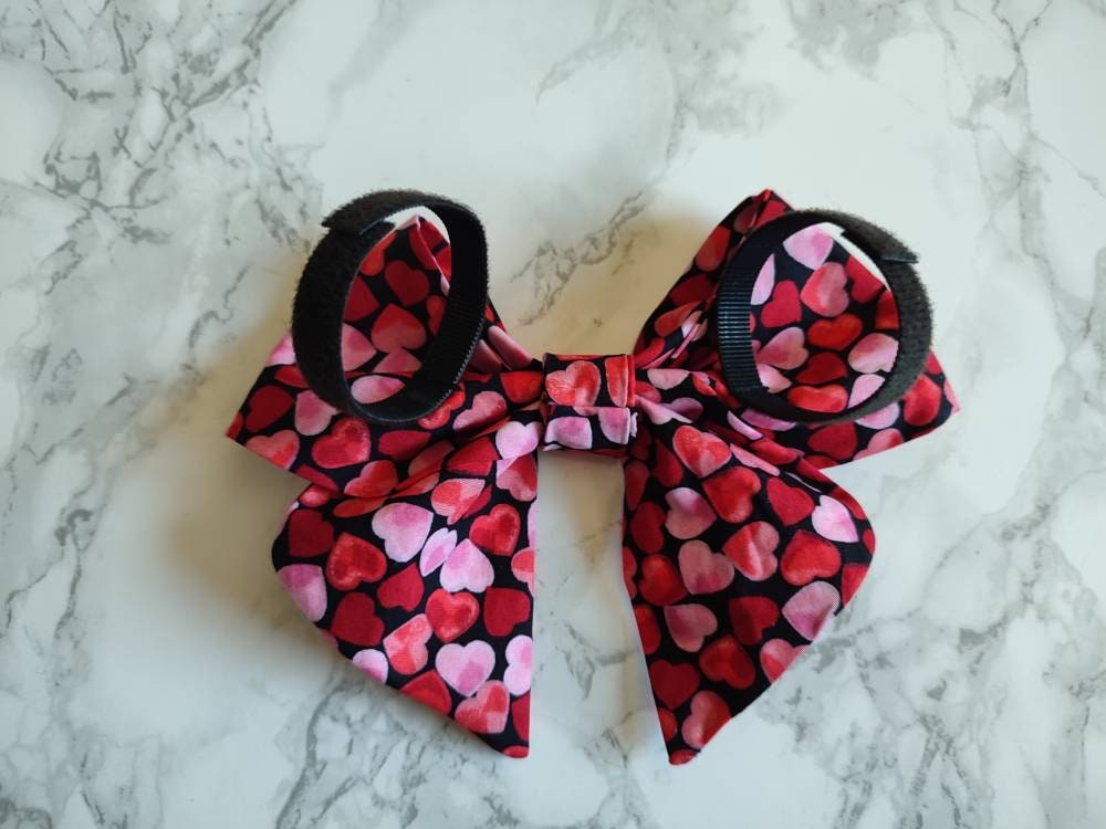 Confetti Hearts Dog bow - valentine's day dog bow