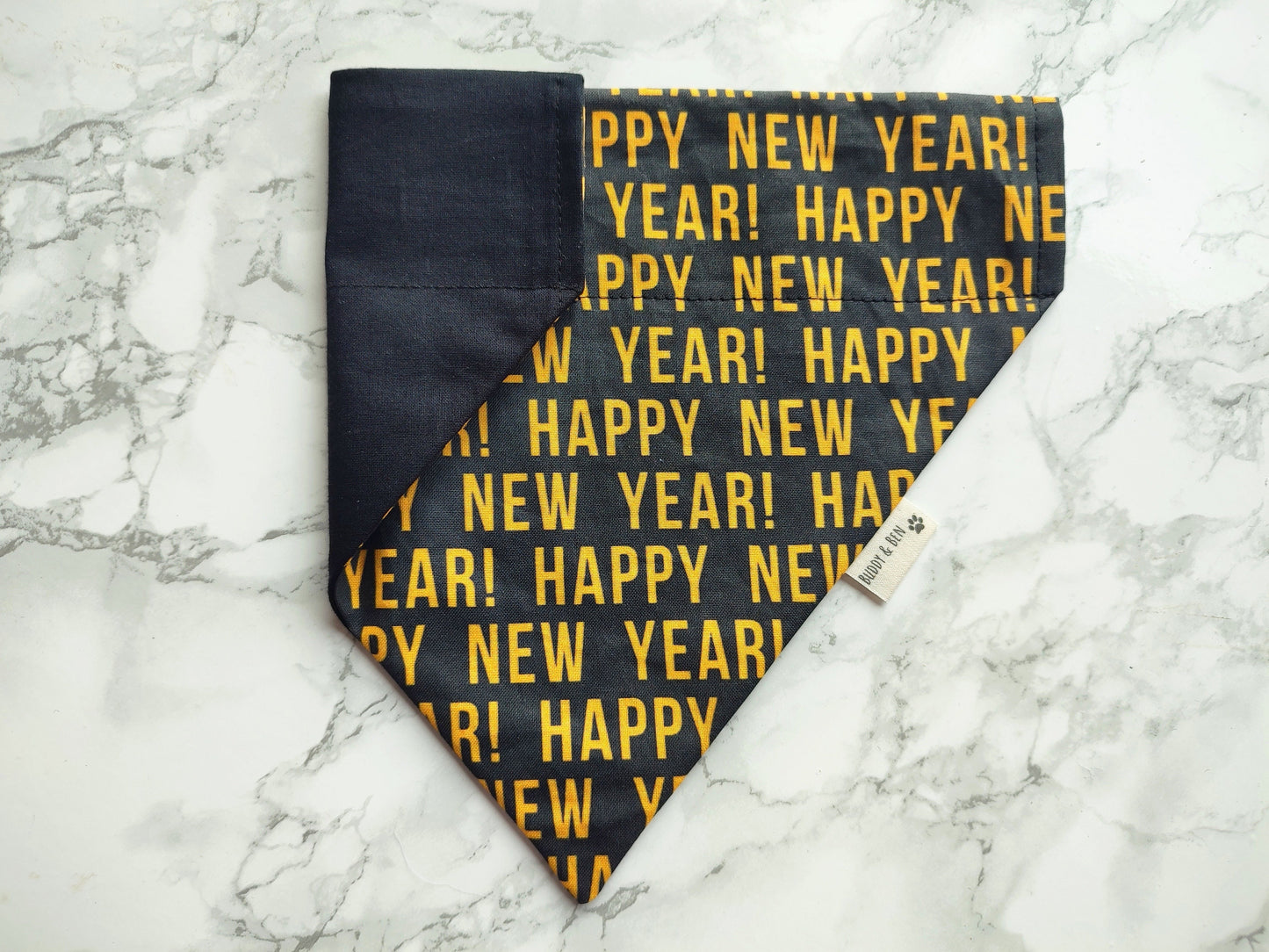 Happy New Year Dog Bandana- over the collar