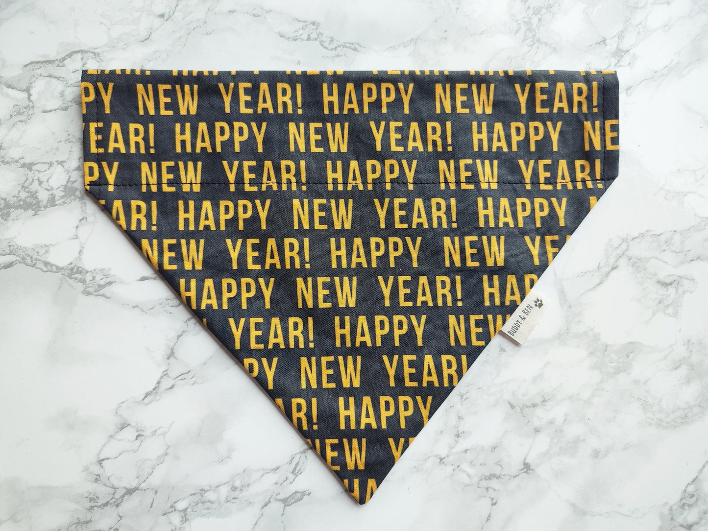 Happy New Year Dog Bandana- over the collar