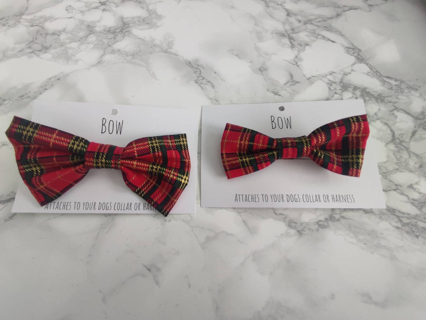 Red tartan christmas dog bow