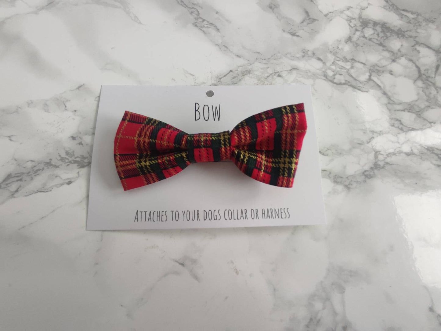 Red tartan christmas dog bow