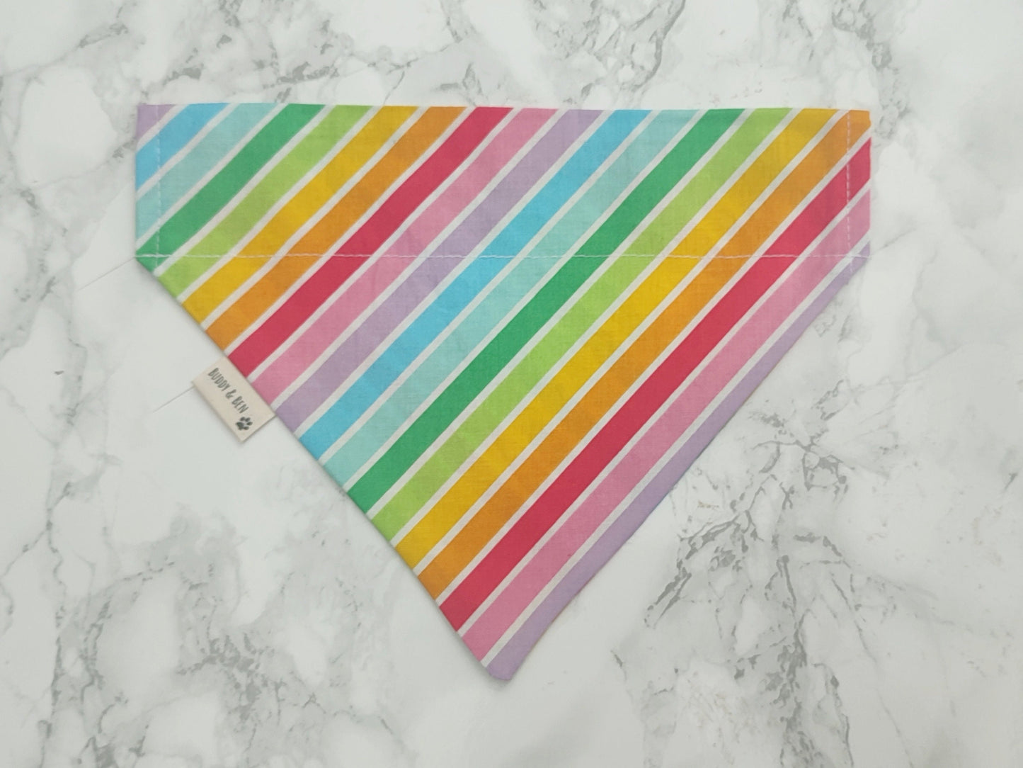 Rainbow Stripes Dog Bandana - Over the Collar Style