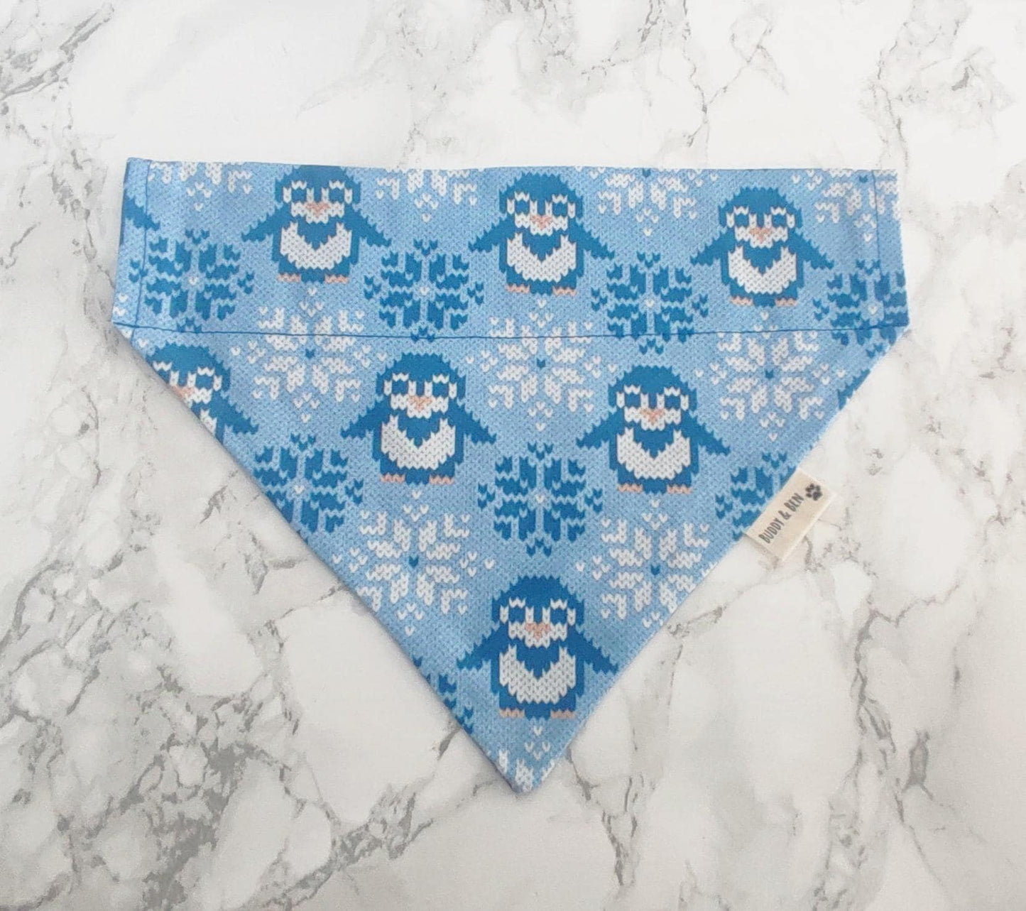 Penguin festive knit style Dog bandana - christmas dog bandana