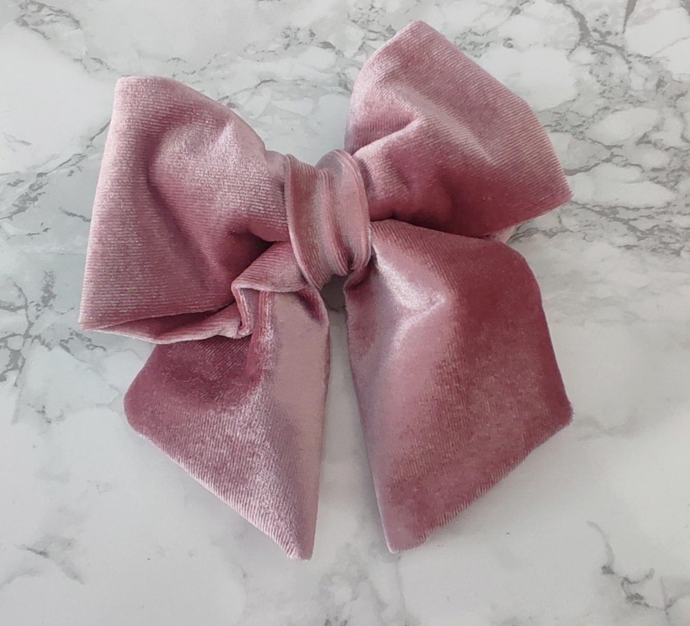Pink Velvet Dog bow - luxury dog bow