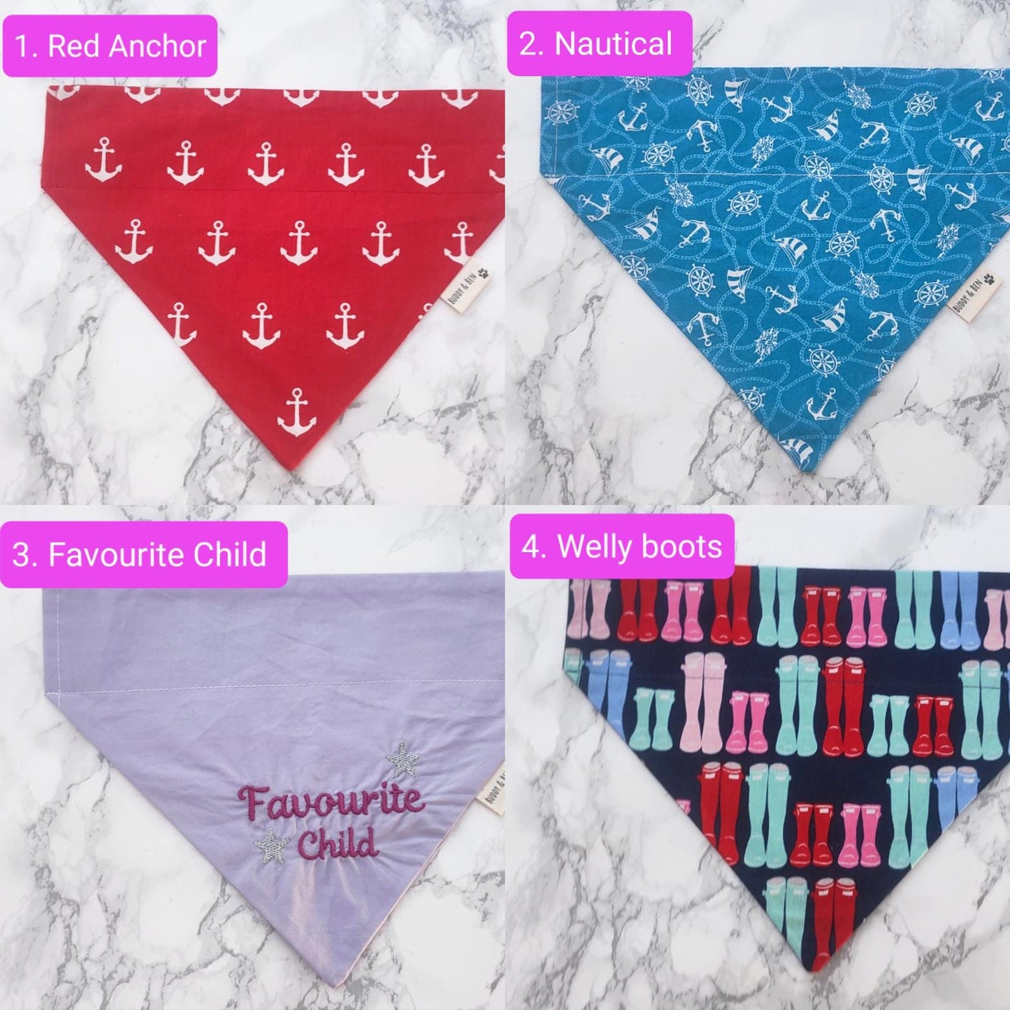 CLEARANCE Dog bandanas - Size M - M size dog bandana bundles -over the collar bandana