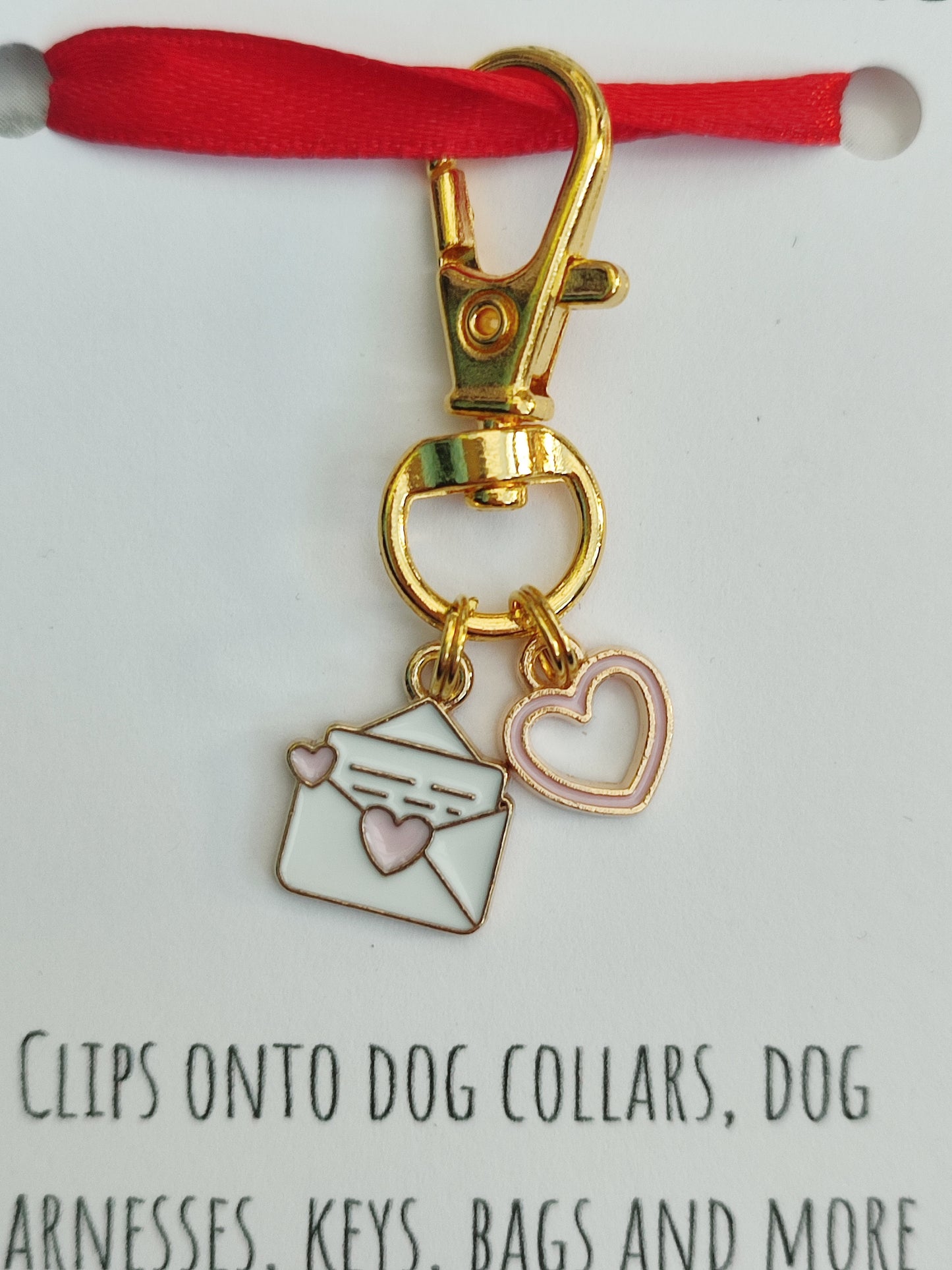 Valentine' day heart pet collar charm - keyring - dog collar charm