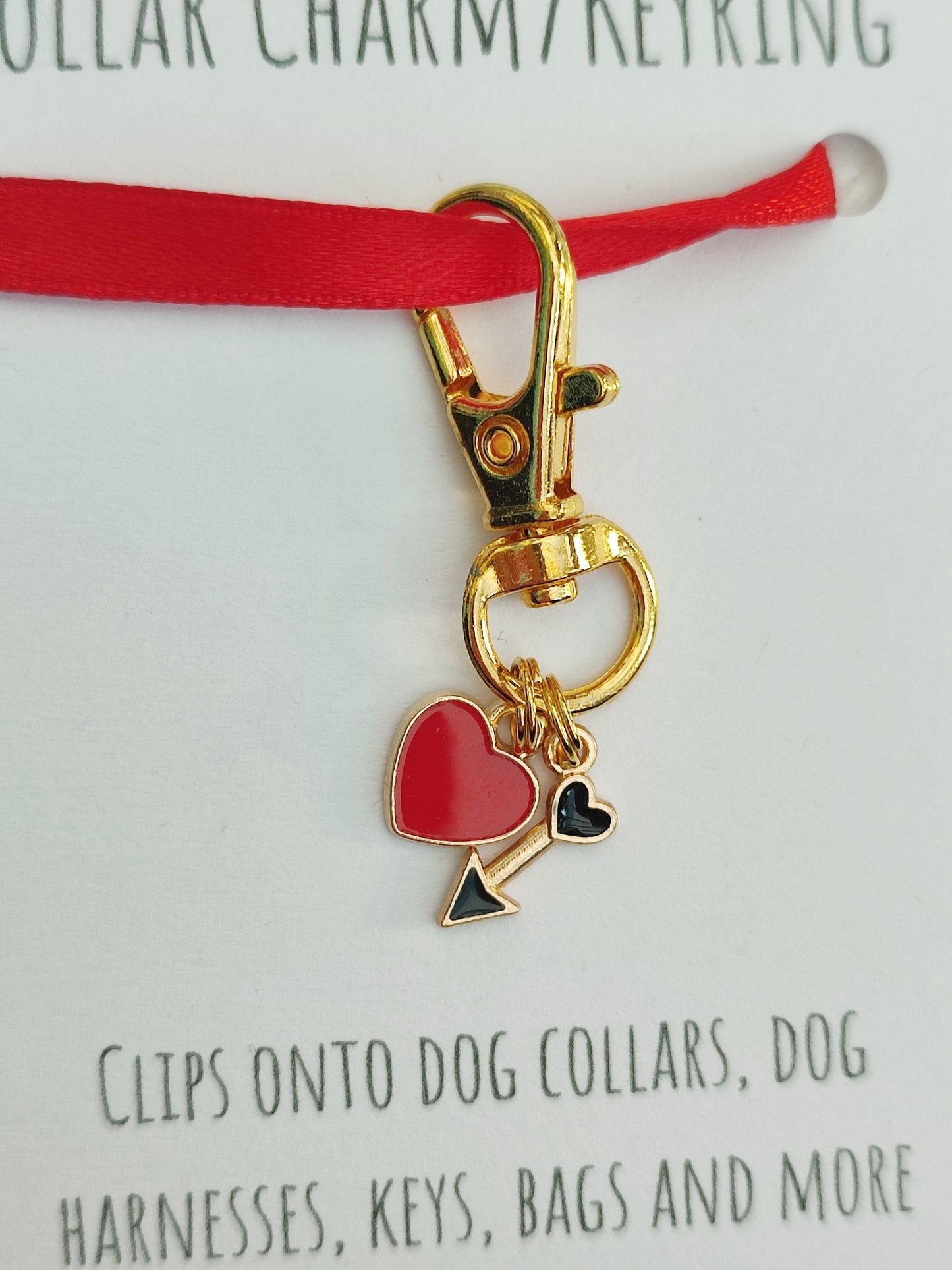 Valentine' day heart pet collar charm - keyring - dog collar charm