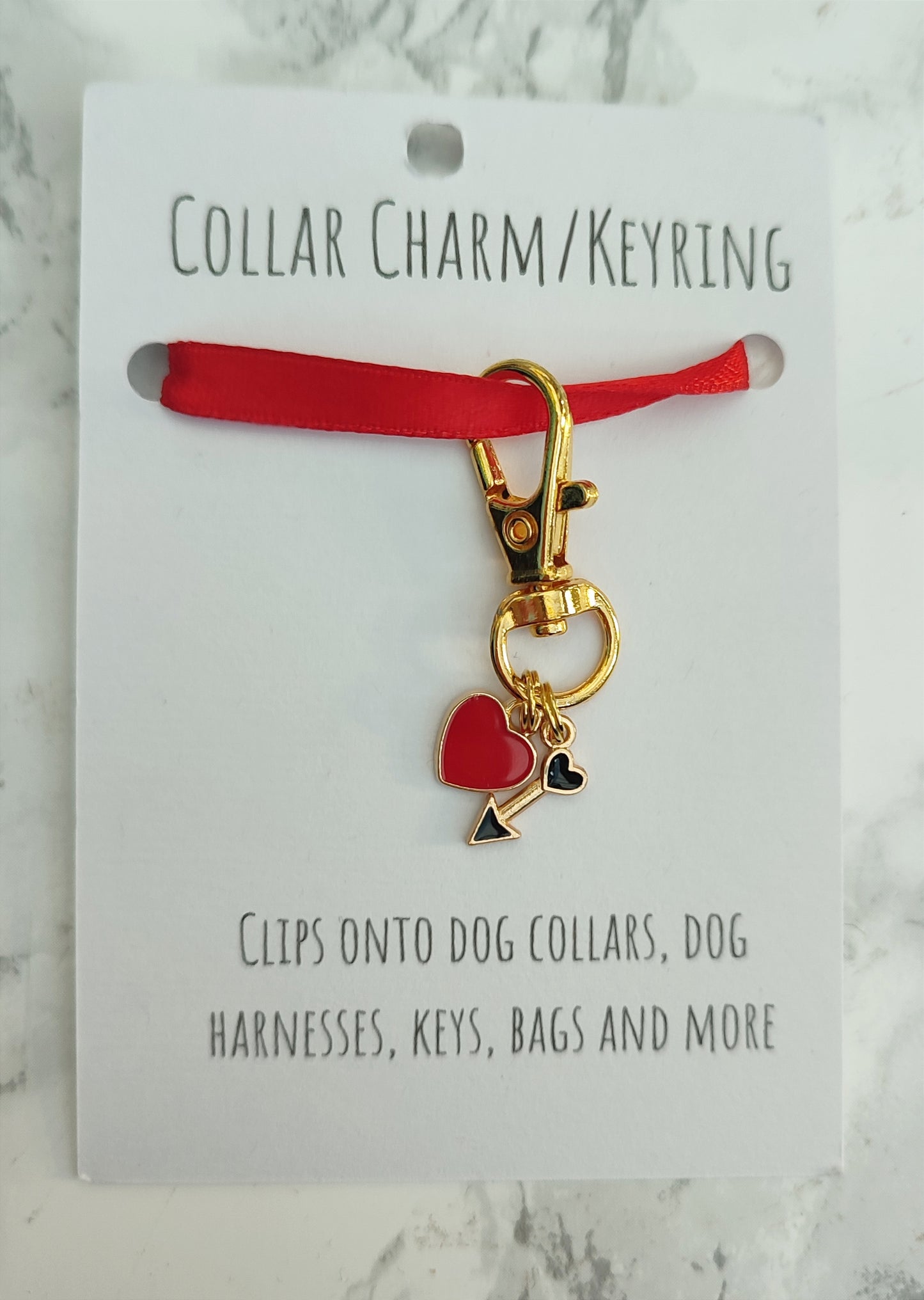 Valentine' day heart pet collar charm - keyring - dog collar charm