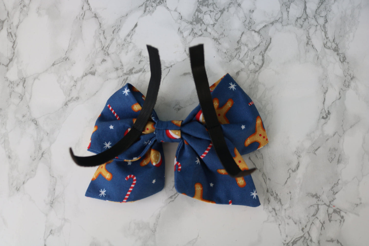 Gingerbread man candy cane Dog bow - christmas dog bow