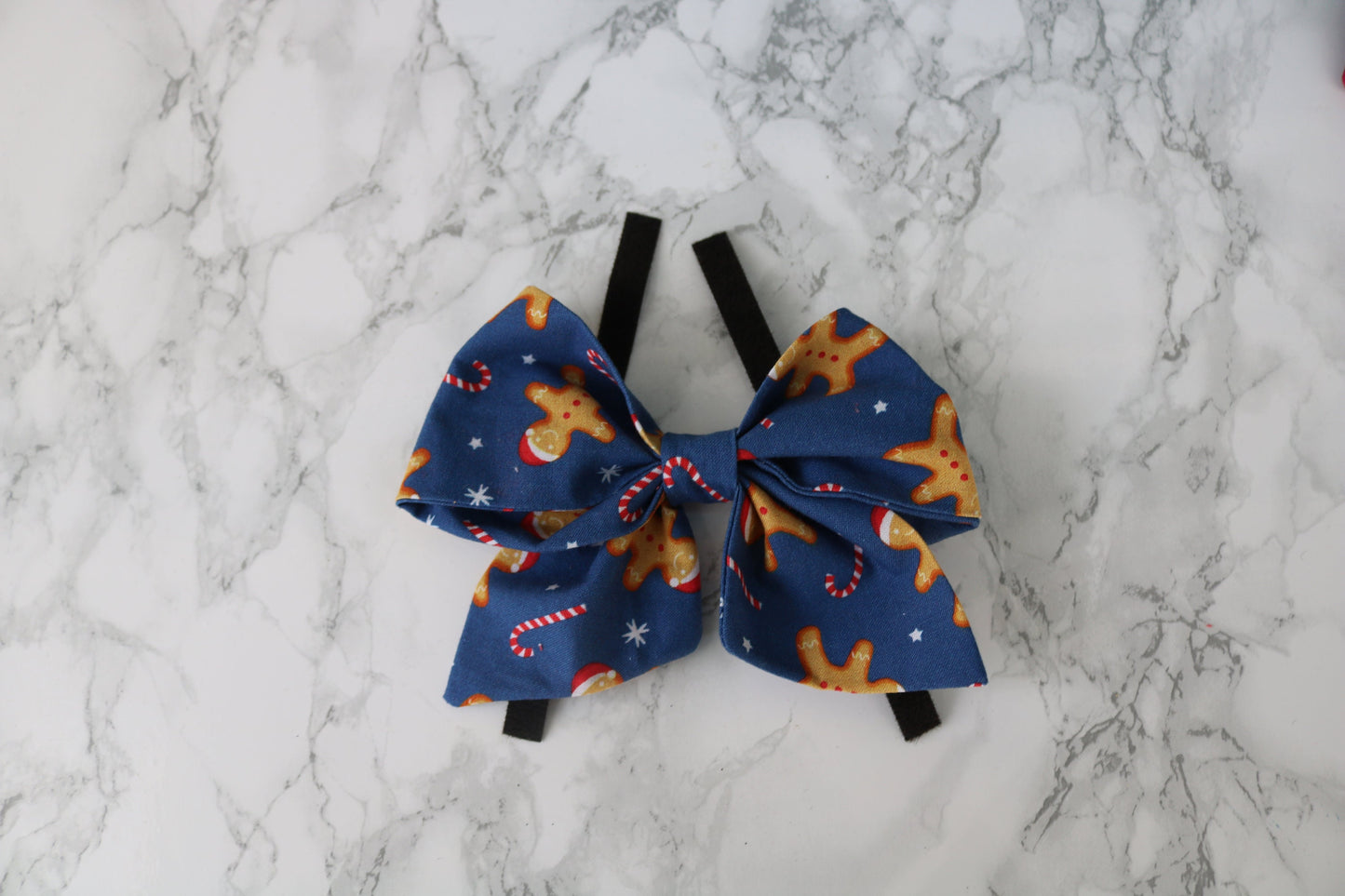 Gingerbread man candy cane Dog bow - christmas dog bow