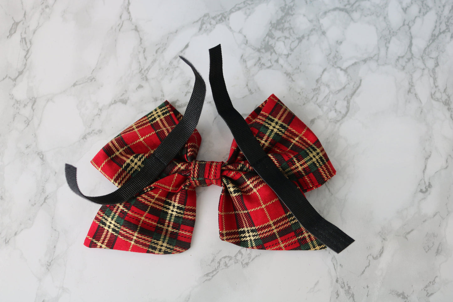 Metallic Tartan Dog bow - christmas dog bow