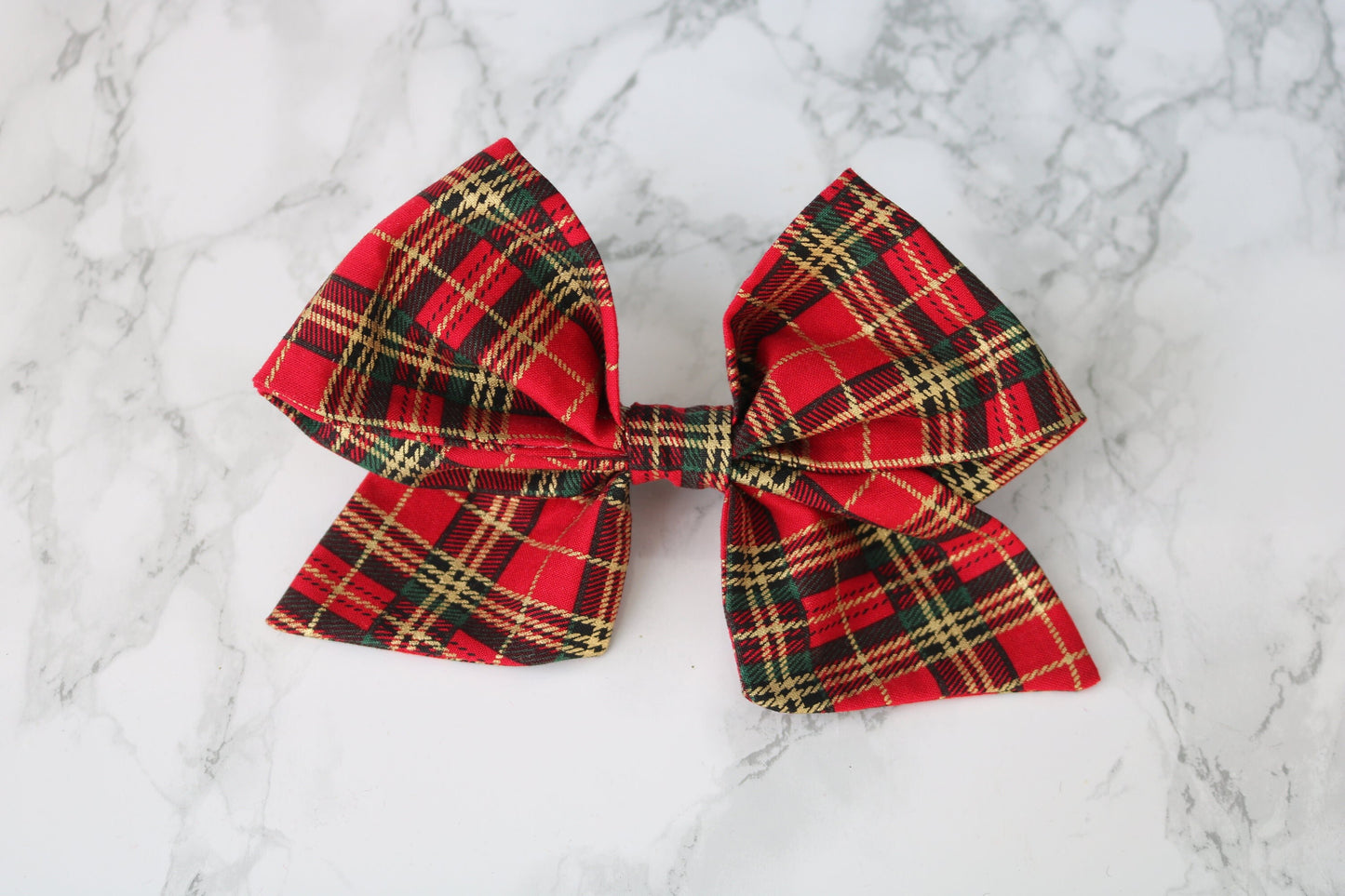 Metallic Tartan Dog bow - christmas dog bow