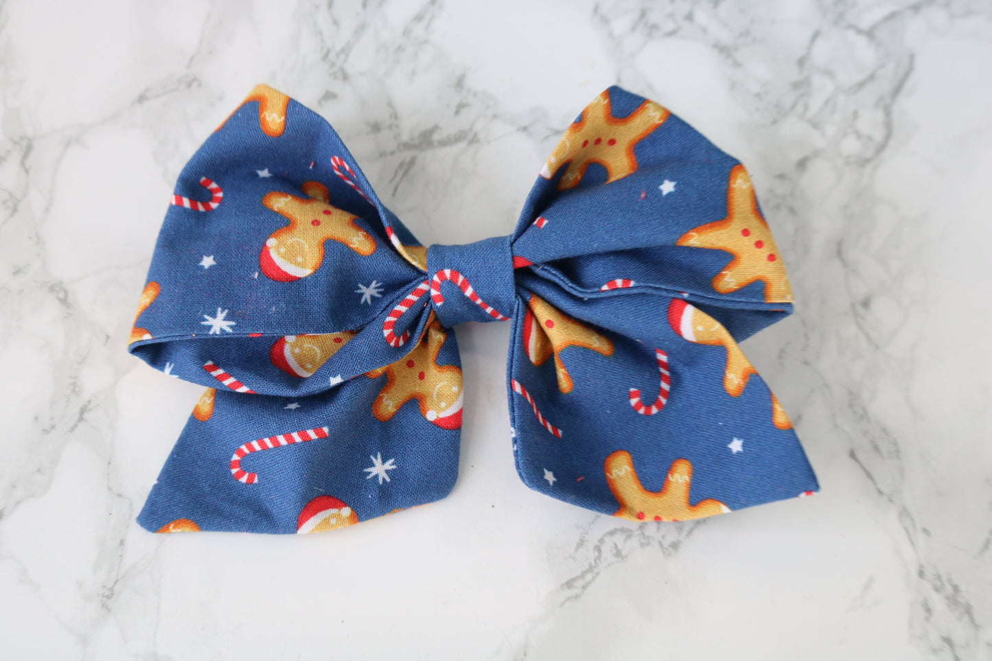 Gingerbread man candy cane Dog bow - christmas dog bow