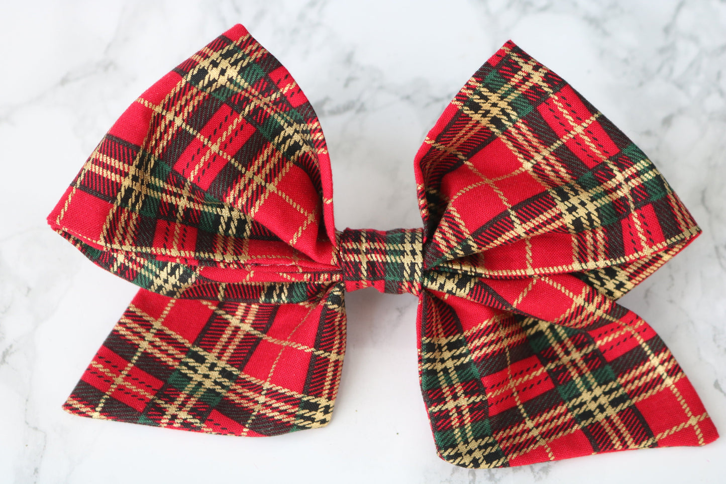 Metallic Tartan Dog bow - christmas dog bow