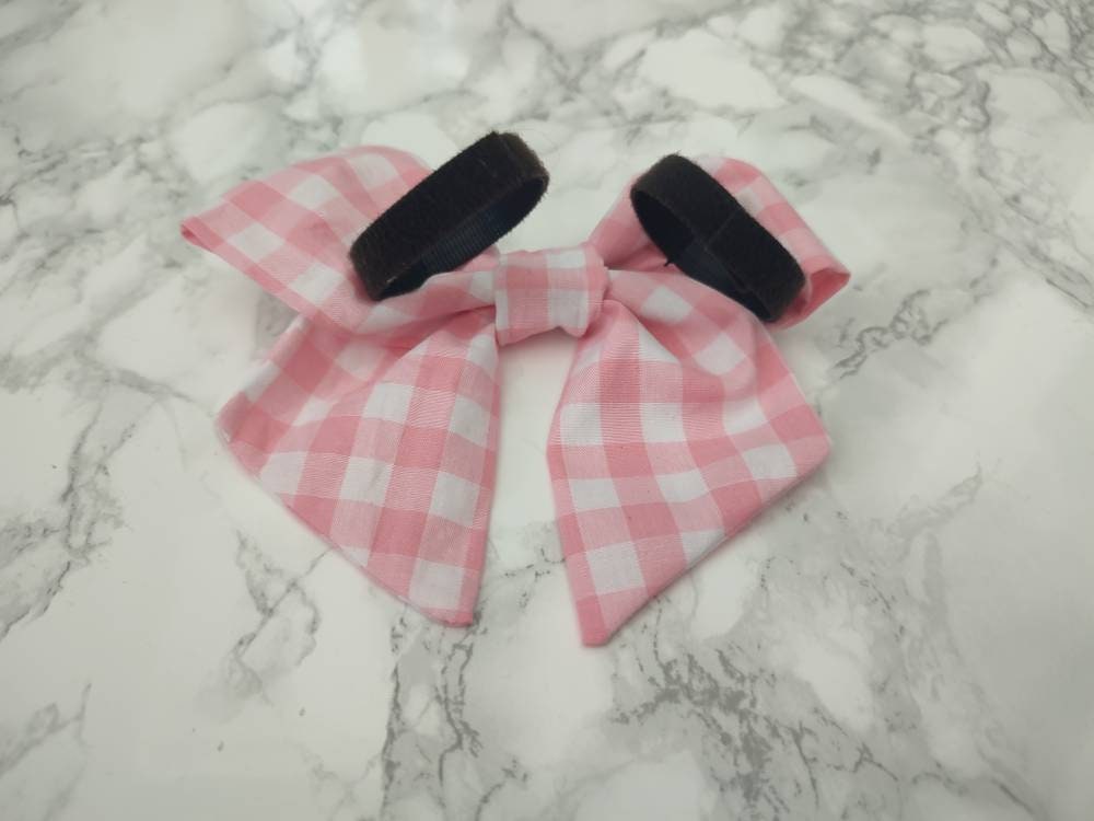 Pink Gingham Dog bow - dog bow