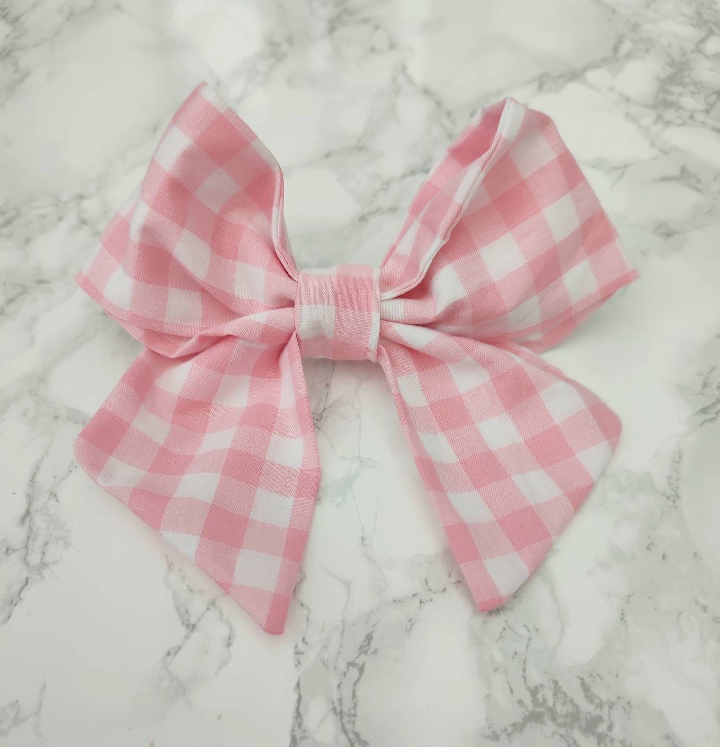 Pink Gingham Dog bow - dog bow