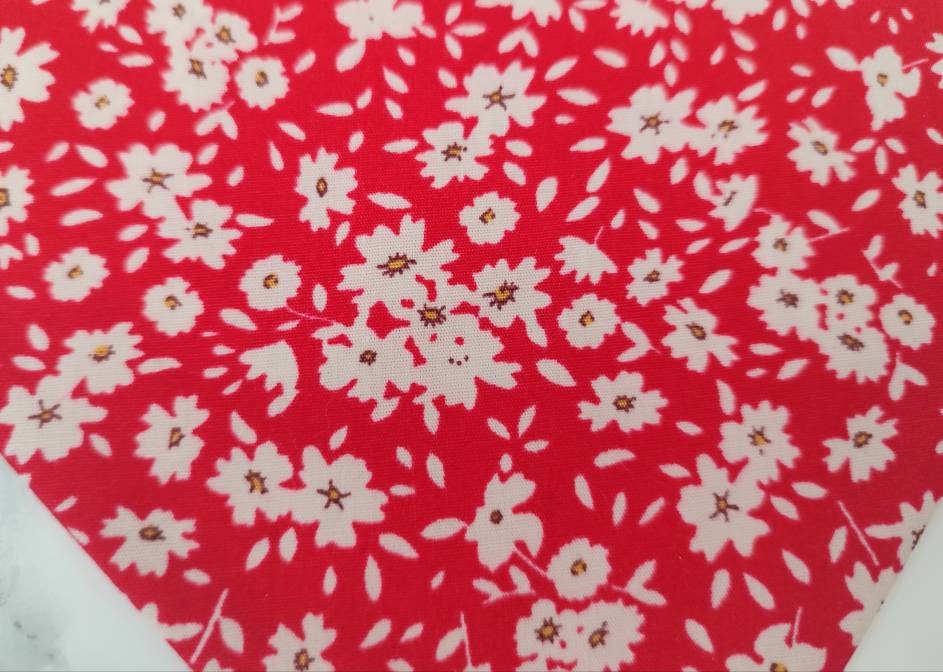 Red Ditsy Daisies dog bandana - over the collar dog bandana