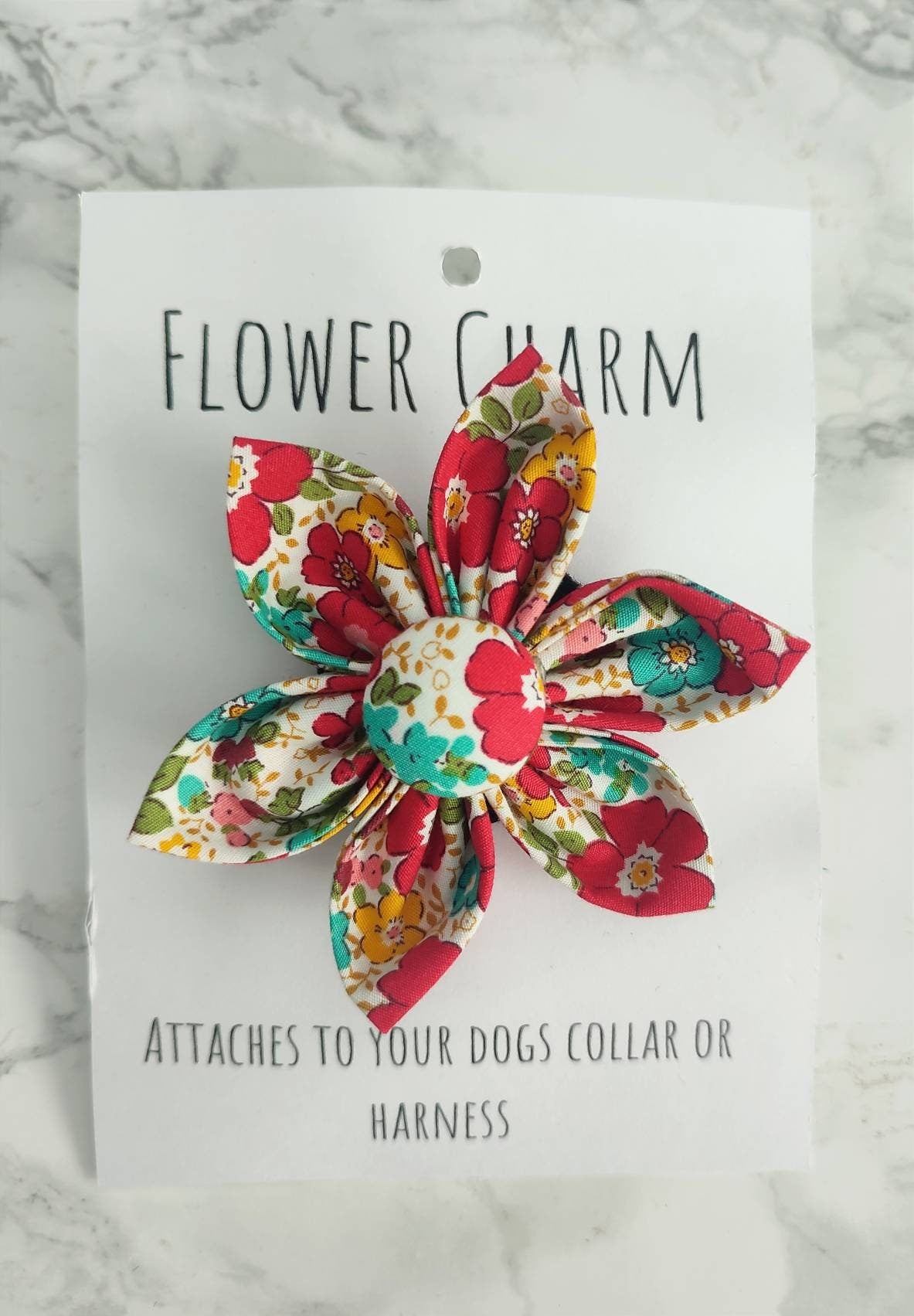 Red floral dog collar flower accessory