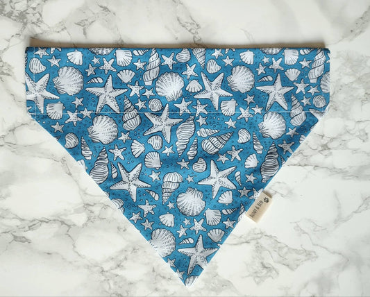 Seashell Dog Bandana: Coastal Cotton Over-the-Collar