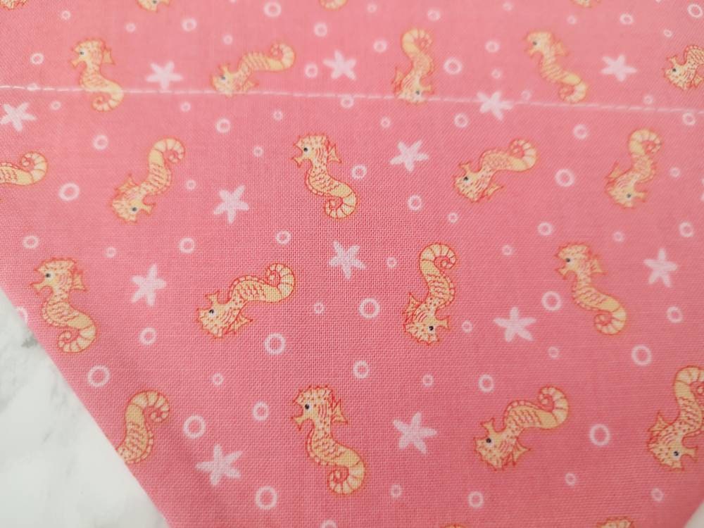 Seahorse Dog bandana - coastal seaside dog bandana over the collar