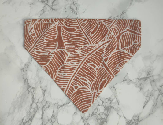 Jungle leaf dog bandana - over the collar,