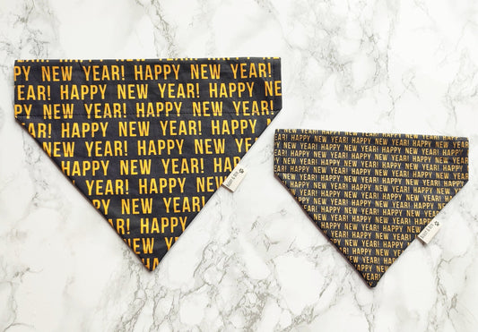 Happy New Year Dog Bandana- over the collar