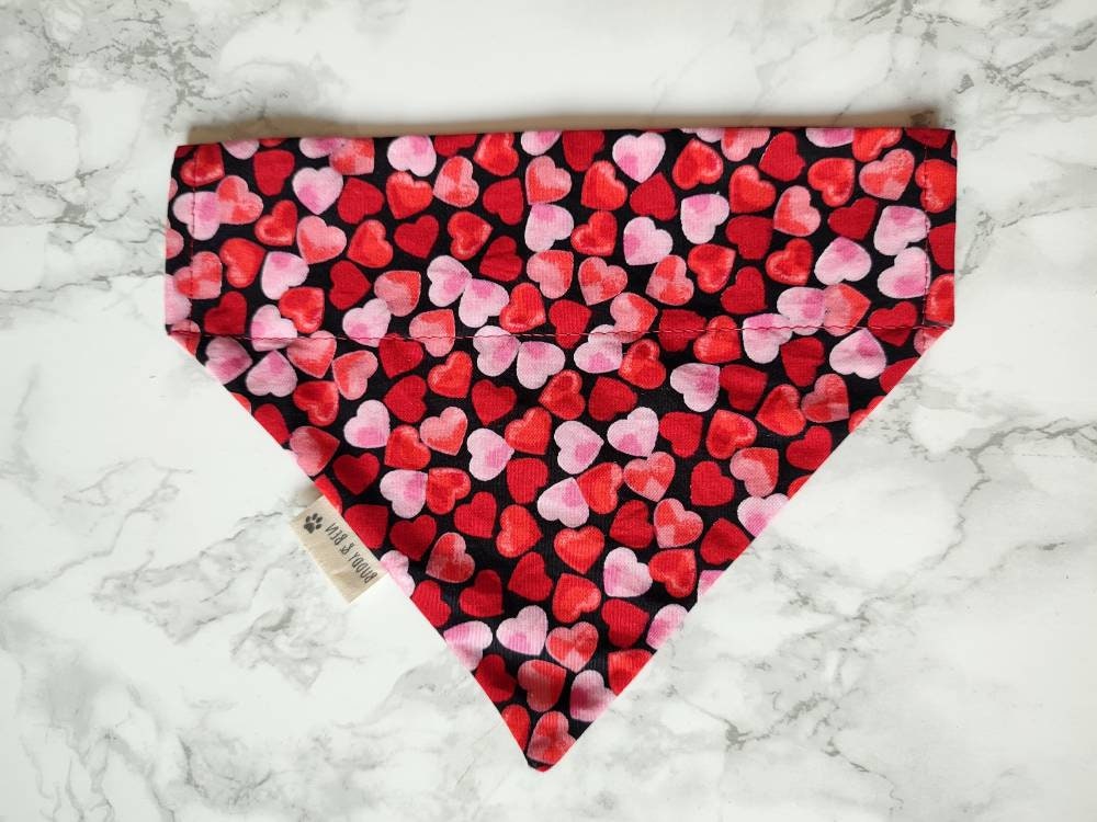 Confetti Hearts Valentine's day dog bandana - over the collar dog bandana