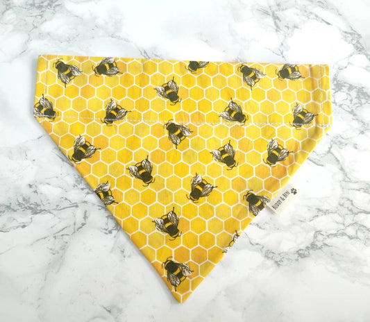 Bumblebee dog bandana - over the collar dog bandana