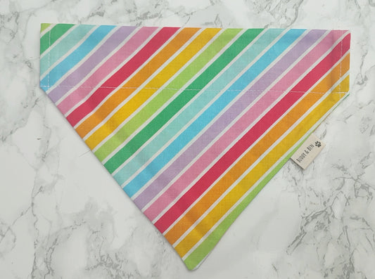 Rainbow Stripes Dog Bandana - Over the Collar Style