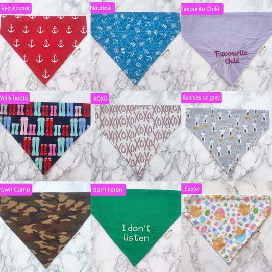 CLEARANCE Dog bandanas - Size M - M size dog bandana bundles -over the collar bandana