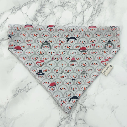 Snowman faces Christmas Dog bandana - over the collar dog bandana- slip onto the collar bandana