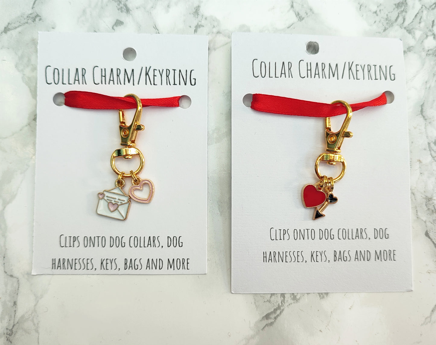 Valentine' day heart pet collar charm - keyring - dog collar charm