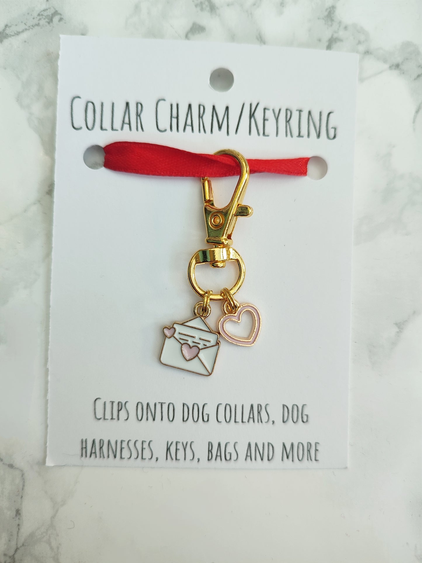 Valentine' day heart pet collar charm - keyring - dog collar charm
