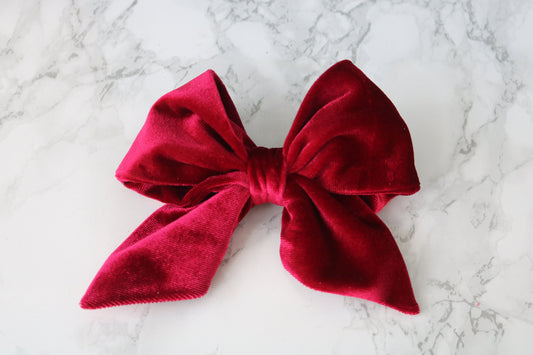 Red Velvet Dog bow -  christmas dog bow