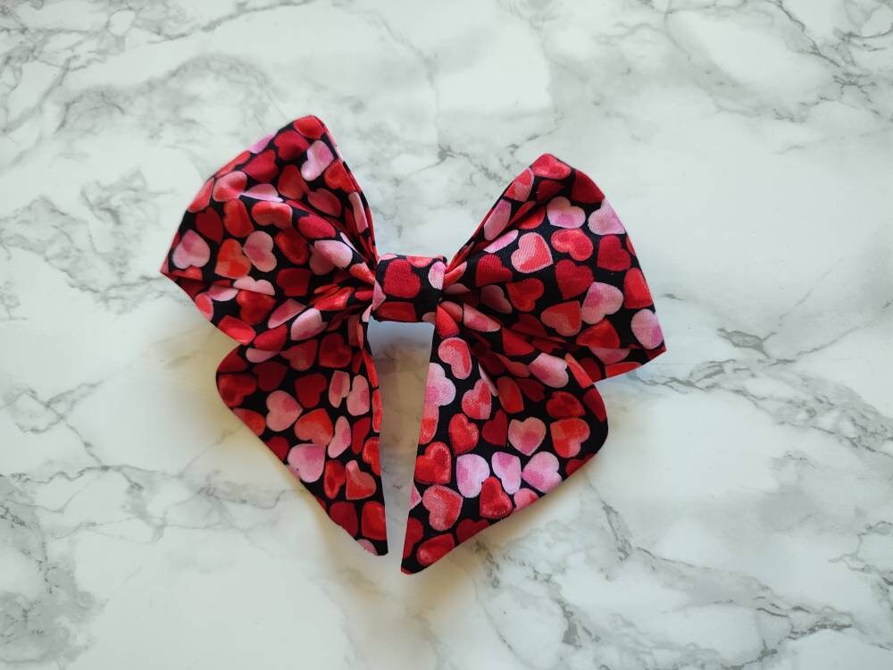Confetti Hearts Dog bow -  valentine's day dog bow