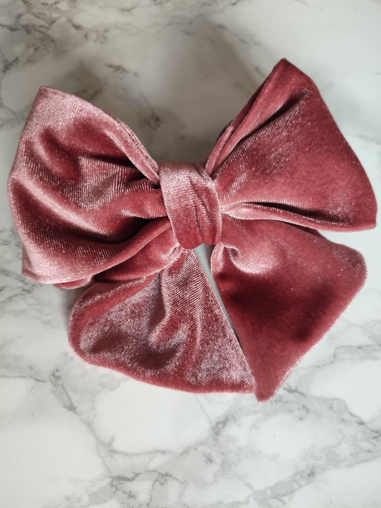 Dusky Pink Velvet Dog bow -  luxury dog bow