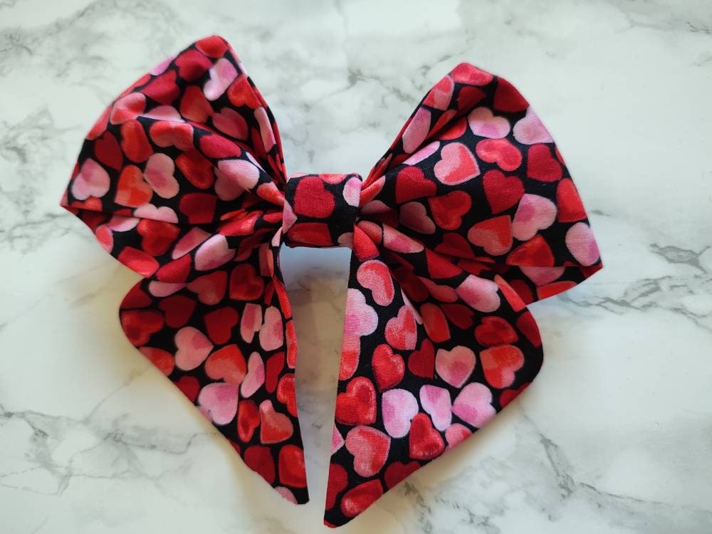 Confetti Hearts Dog bow -  valentine's day dog bow