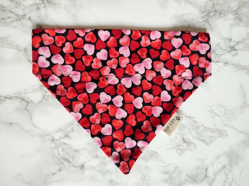 Confetti Hearts Valentine's day dog bandana - over the collar dog bandana