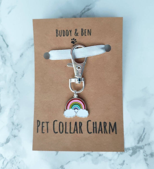 Rainbow pet collar charm - keyring - dog collar charm