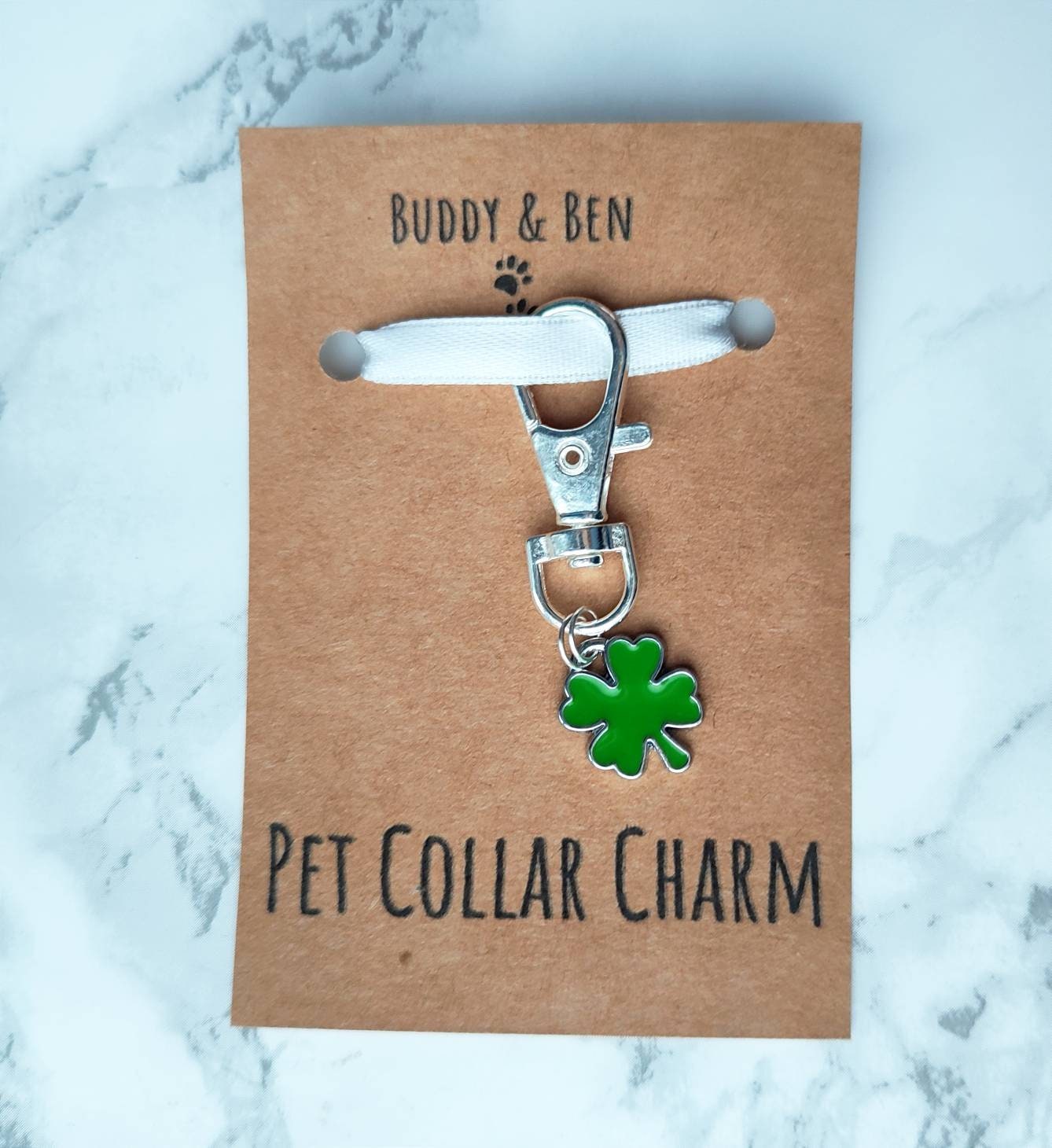 Lucky Clover pet collar charm - keyring - dog collar charm st patrick's day
