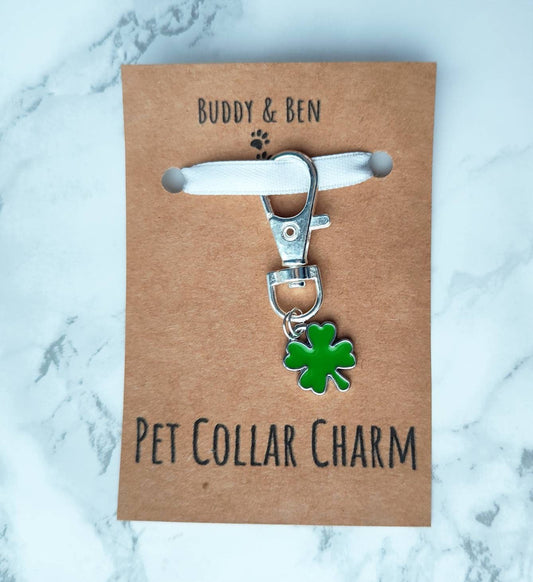 Lucky Clover pet collar charm - keyring - dog collar charm st patrick's day