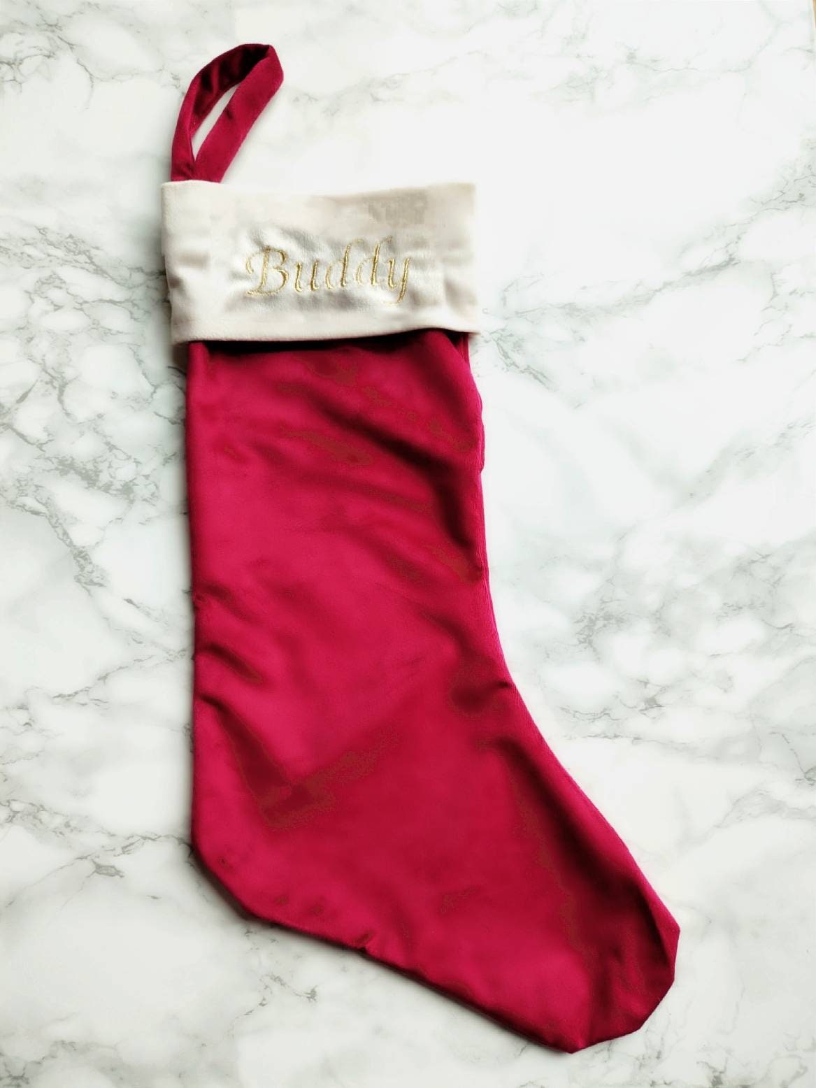 Personalised embroidered velvet style christmas stocking