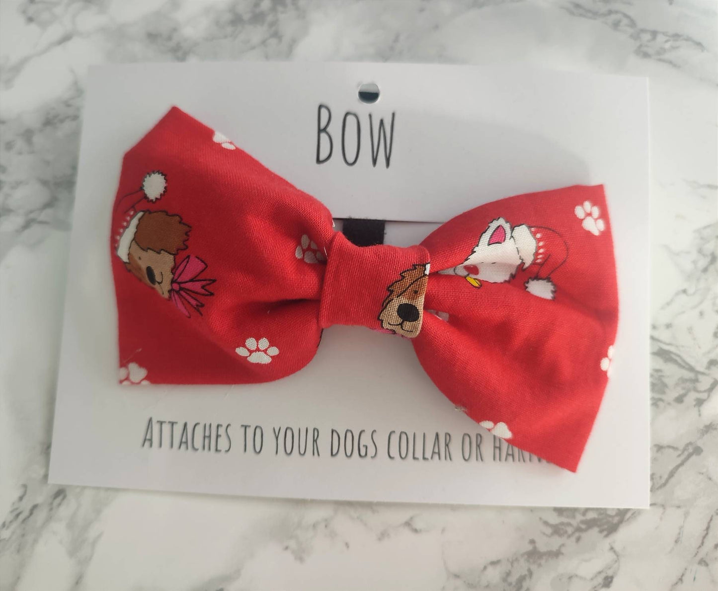 Dog Santa Christmas dog bow red -
