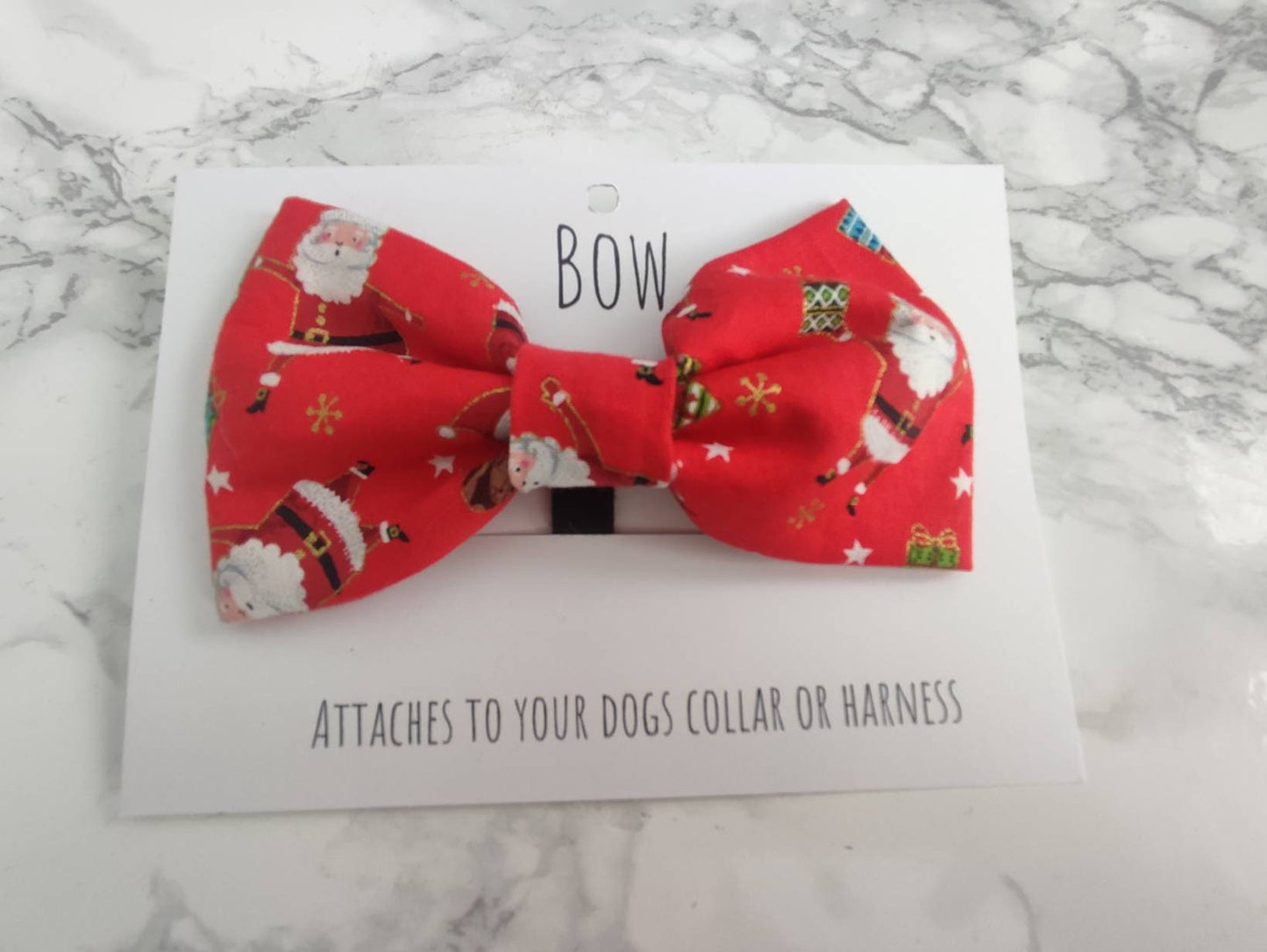 Santa Claus Christmas dog bow red -