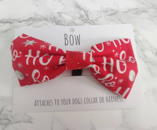 HoHoHo Christmas dog bow Red- 2 sizes