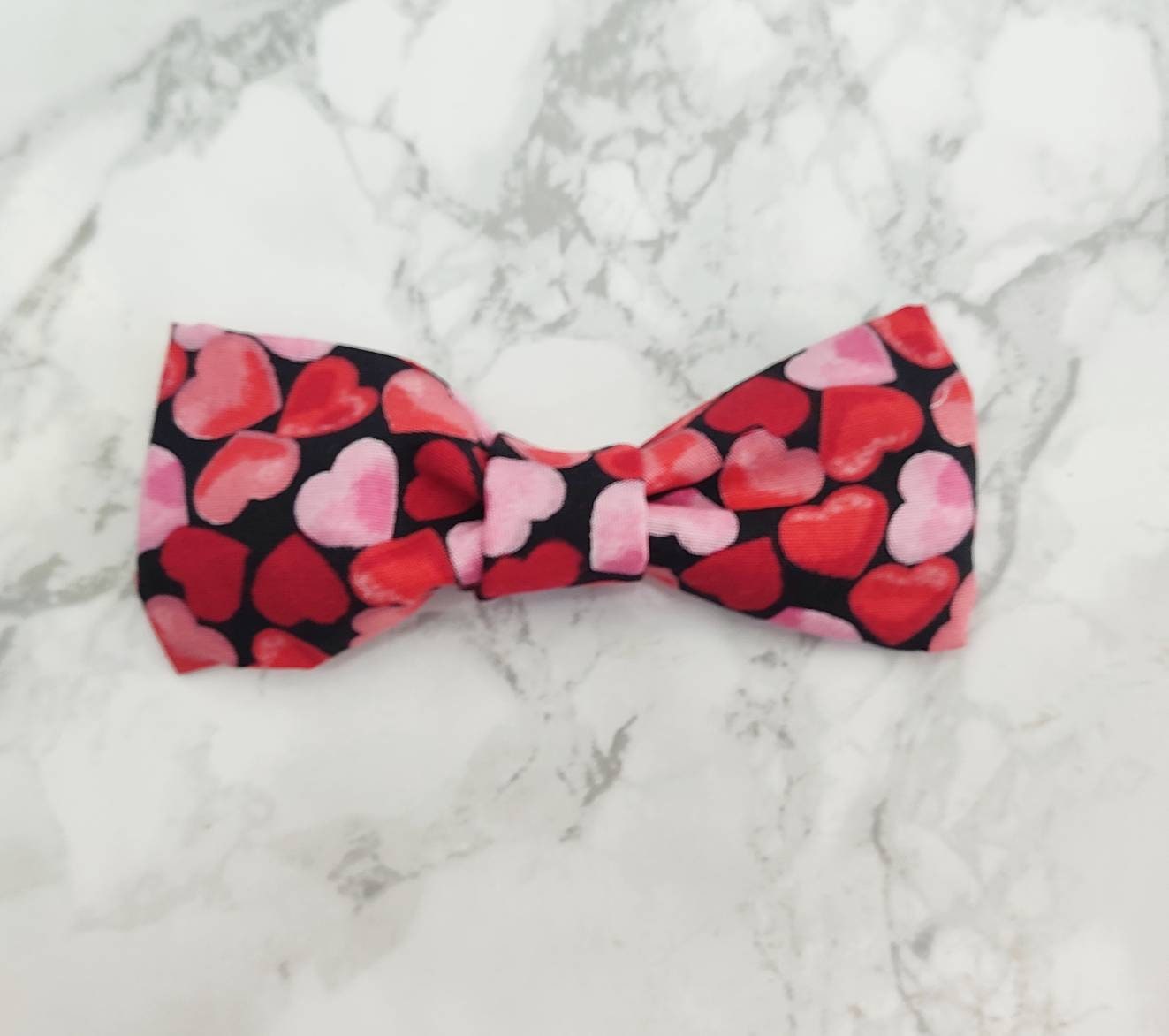 Confetti hearts Valentine's day dog bow