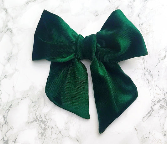 Green Velvet Dog bow -  christmas dog bow