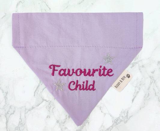 Favourite Child - embroidered funny dog bandana